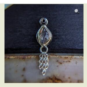 New High Noon Handmade white gold charm w uncut grey blue Songea Sapphire 💙